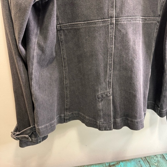 Coldwater Creek Faded Black Snap Button Down Denim Jean Jacket Size Large - Picture 8 of 13